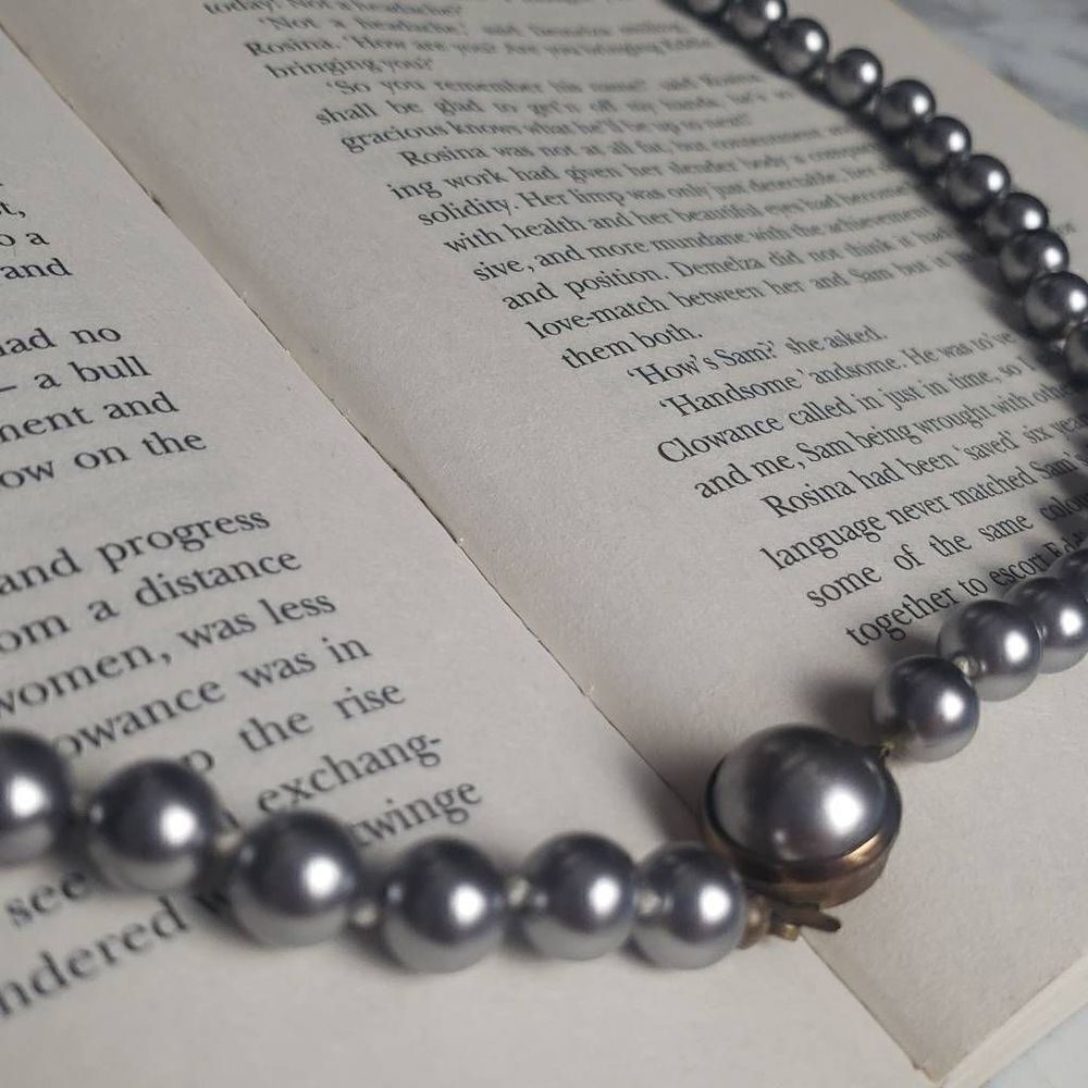 Vintage Grayish Blue Pearl Statement Necklace